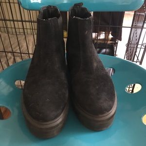 Black Suede Platform Booties